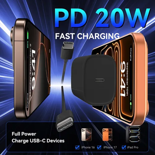 Vista 6 de Cargador para teléfono 17, 16, 15 Pro, carga rápida, 20 W, USB C, bloque de carga rápida con cargadores tipo C de 6.6 pies de largo, cable de carga