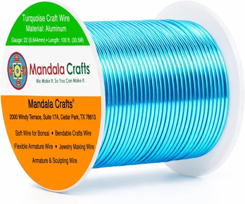 Vista 283 de Mandala Crafts - Alambre de aluminio anodizado de calibre 22 para hacer joyas - 137.2 m de alambre flexible surtido y coloreado - Doble para bonsái