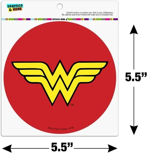 Vista 5 de GRAPHICS & MORE Wonder Woman Classic Logo Automotriz Car Refrigerador Locker Vinyl Circle Magnet
