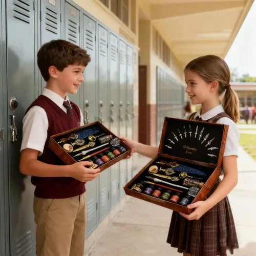 Vista 2 de Juego de plumas caligráficas de inmersión con 6 botellas de tinta, Pluma de Ganso, Pluma de Inmersión de Madera, Pluma de Inmersión de Vidrio, Kits