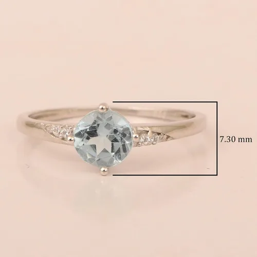 Vista 4 de Solitaire - Anillo de compromiso de plata de ley 925 con piedras preciosas naturales de citrino multielección, Gema