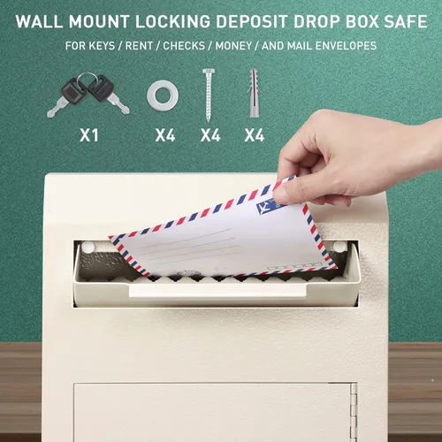 Vista 4 de KYODOLED Depository - Buzón de correo para colgar en la pared, caja de seguridad de alta resistencia, caja de correo de acero asegurado con bloqueo