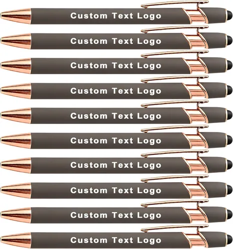 Vista 18 de Bolígrafos personalizados con lápiz capacitivo, negro, 10 unidades Custom Name Logo, Black/Blue ink Option, Bulk Engraved, for Church, Wedding