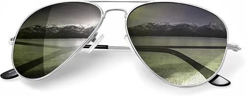 Vista 43 de KALIYADI Classic Aviator Sunglasses for Men Women Driving Sun glasses Polarized Lens UV Blocking Negro