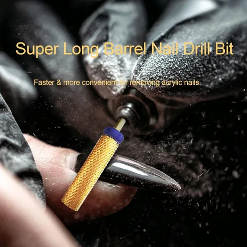 Vista 6 de Broca de uñas, broca larga para uñas, broca de uñas para uñas acrílicas, gruesa Extra Long Barrel Nail Drill Bit, Carbide Tungsten Drill Bit for