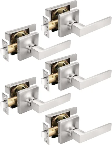 Vista 24 de Mengico Paquete de 1 cerradura de puerta, manijas de puerta negras para interiores, palanca de puerta interior izquierda o derecha, manija de puerta