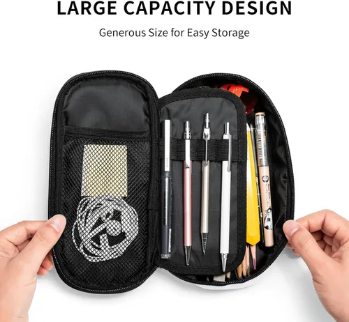 Vista 4 de Estuche organizador de lápices tribal étnico azteca de gran capacidad, papelería con cremallera, suministros escolares, bolsa para lápices