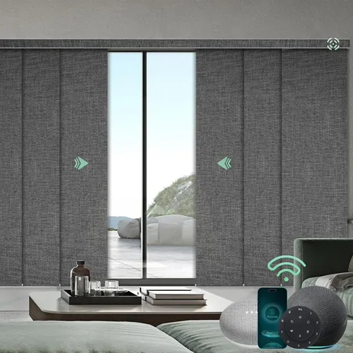 Vista 17 de Yoolax Persianas de puerta corredera inteligentes XL personalizadas, persianas motorizadas compatibles con Alexa, persianas de tela opacas Basalto