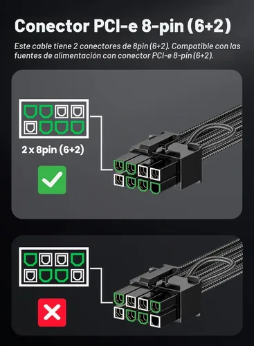 Vista 3 de Fasgear Cable de alimentación PCIe 5.1 27.6 in 16pin (12+4) 12VHPWR