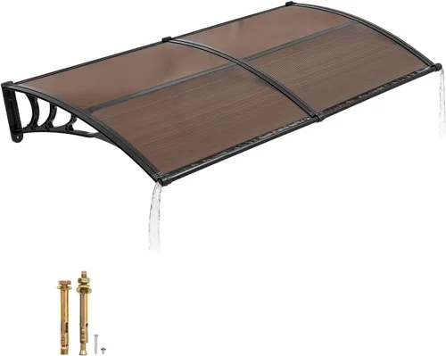Vista 15 de VEVOR Toldo para puerta de entrada, toldo de puerta de ventana de 24 x 24 pulgadas con drenaje y soporte de ABS, cubierta de policarbonato