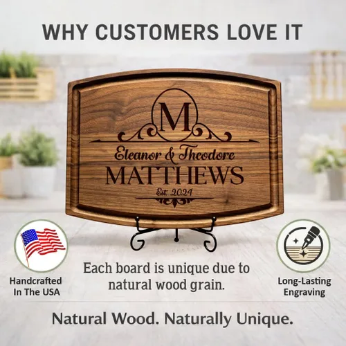 Vista 4 de Tayfus Tabla de cortar personalizada, tabla de madera grabada personalizada, idea de regalo única para bodas, compromisos, despedidas de soltera