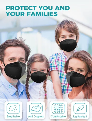Vista 6 de TOPMAX Mascarillas KN95, paquete de 50 unidades, 5 capas, transpirables, eficiencia de filtro ≥95%, protección contra el polvo, mascarillas
