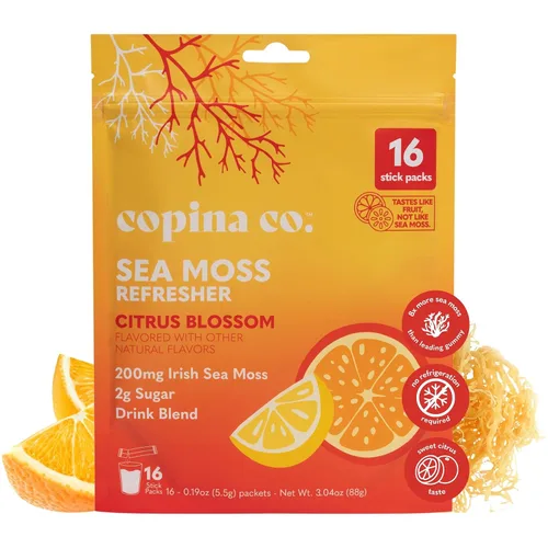 Vista 12 de Copina Co. Refrescante orgánico de musgo marino irlandés para la salud intestinal y el apoyo inmunológico 200 mg Sabor a flor de cítricos