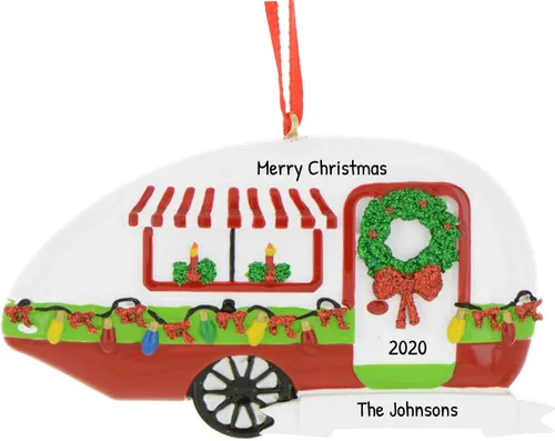 Vista 14 de Adornos de campamento personalizados 2025 – Adorno Airstream para caravana, remolque, Airstream, adorno de Navidad, tren, adornos de Navidad 2025