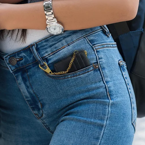 Vista 8 de SEAVILIA Tarjetero llavero cartera para mujer con ventana de identificación RFID monedero regalo abeja delgada minimalista pequeña cartera