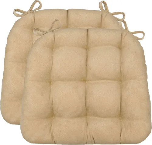 Vista 24 de Barnett Almohadilla para silla de comedor con lazos. Gamuza microfibra, microgamuza, reversible, relleno de espuma de látex, se puede lavar a Negro