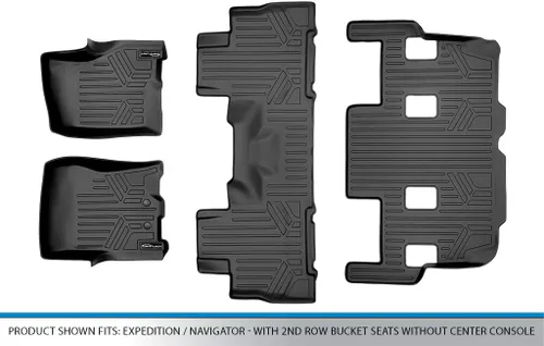 Vista 6 de SMARTLINER Alfombrillas de piso Juego de revestimientos de 3 filas Compatible con Ford Expedition 2011-2017