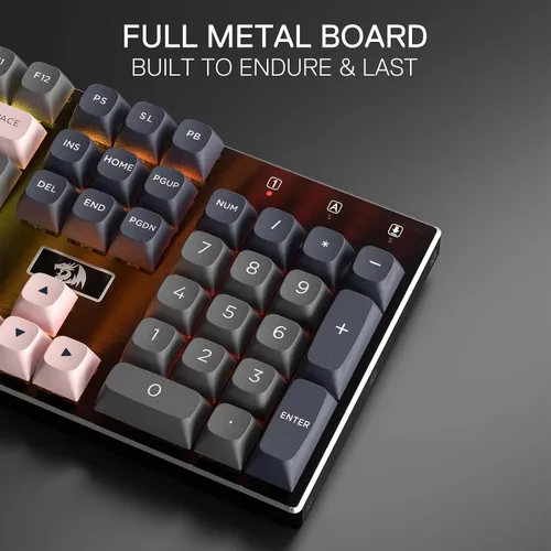 Vista 3 de Redragon K556 SE - Teclado para juegos con cable, teclado mecánico de intercambio en caliente de 104 teclas con base de aluminio original, enchufe