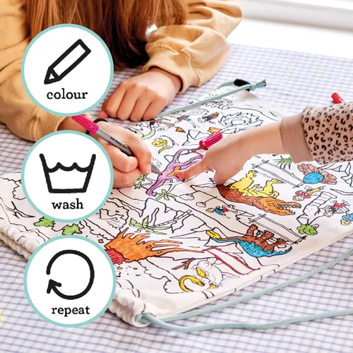 Vista 5 de eatsleepdoodle - Mochila lavable para colorear de dinosaurio, paquete de 10 bolígrafos
