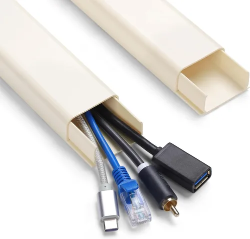 Vista 12 de ZhiYo Cubiertas de Cable de 85 pulgadas para Cables en la Pared, 1 Mini Ocultador de Cables de Pared, Cubiertas de Cable Autoadhesivas para Cables