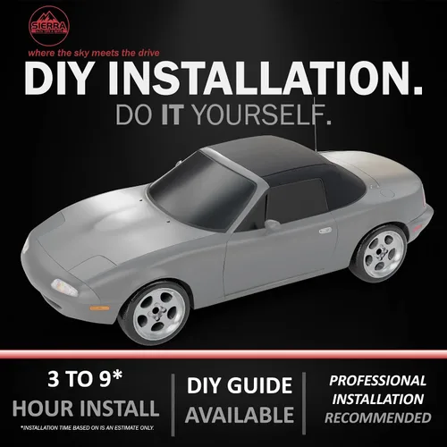 Vista 6 de Capota de vinilo de repuesto para automóvil descapotable Mazda Miata Cabriolet (para modelos 1990-96), con ventana de plástico transparente, Negro