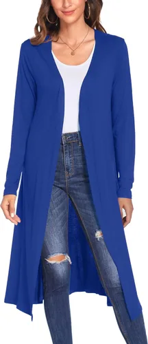 Vista 15 de Bluetime Women Open Front Maxi Cardigan Negro