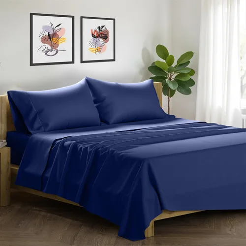 Vista 20 de XOOX Linen Juego de 4 fundas de almohada de algodón egipcio, tamaño Queen, fundas de almohada de lujo de 1500 hilos de alto tamaño estándar