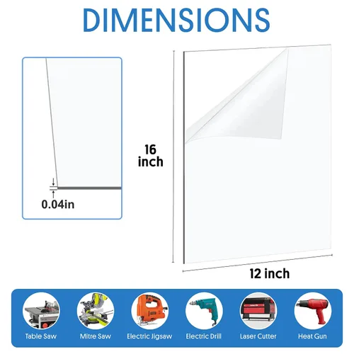 Vista 8 de Hojas de plexiglás paquete de 10 – Paneles de láminas de PET duraderos para marcos de pósteres, marcos de fotos, artes y manualidades, fabricados