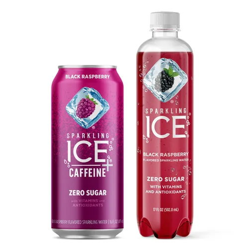 Vista 11 de Sparkling Ice + agua gaseosa de frambuesa negra con cafeína, con antioxidantes y vitaminas, azúcar cero, latas de 16 fl oz (paquete de 12) y agua