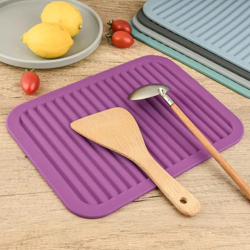 Vista 3 de Salvamanteles para platos, salvamanteles de silicona versátiles para cocina, tapete de platos y soporte para ollas para encimera, tapete resistente