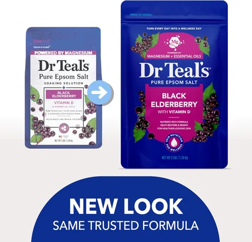 Vista 3 de Dr Teal's Remojo de sal con sal pura de Epsom, saúco, 3 libras