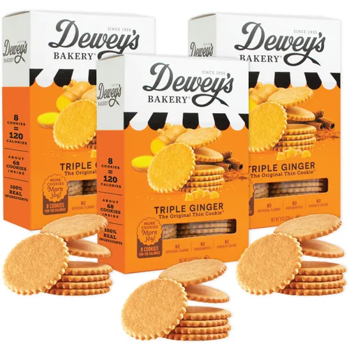 Vista 6 de Dewey's Bakery Triple Ginger Moravian Cookie Thins, 9 onzas, 1 paquete, crujiente
