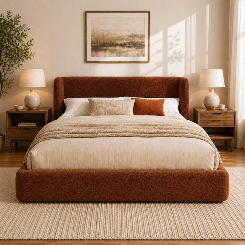 Vista 16 de Anwick Marco de cama King Cloud con cabecero, plataforma tapizada Blanco crema