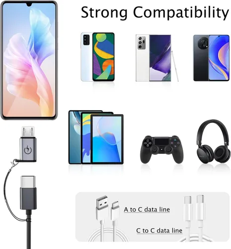 Vista 5 de Jadebones Adaptador USB C a Micro USB (paquete de 4), convertidor USB tipo C hembra a micro USB macho compatible con Samsung Galaxy S6/S7 Edge, LG