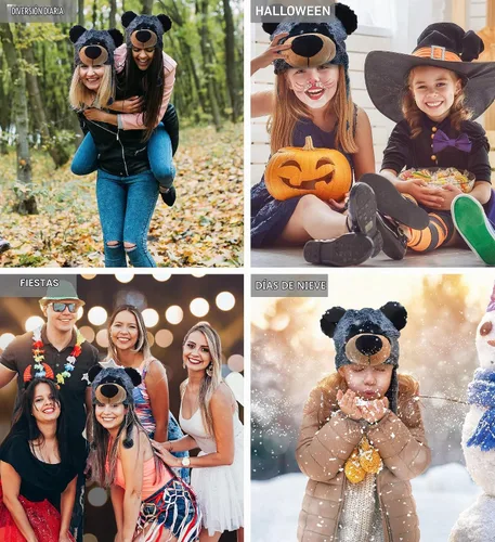 Vista 3 de Puzzled - Sombrero de mapache marrón de peluche - Sombrero súper suave y cálido con orejeras, gorro de invierno acogedor de forro polar para niños