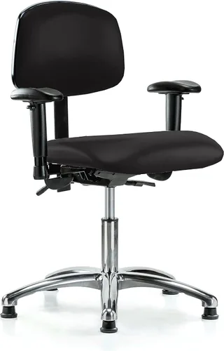Vista 54 de PERCH - Silla giratoria con ruedas para alfombra o linóleo, cromado, Textil, Tela negra
