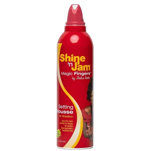 Vista 5 de AmPro Shine-N-Jam Magic Fingers Setting Mousse para trenzadores de 12 onzas líquidas (paquete de 4)