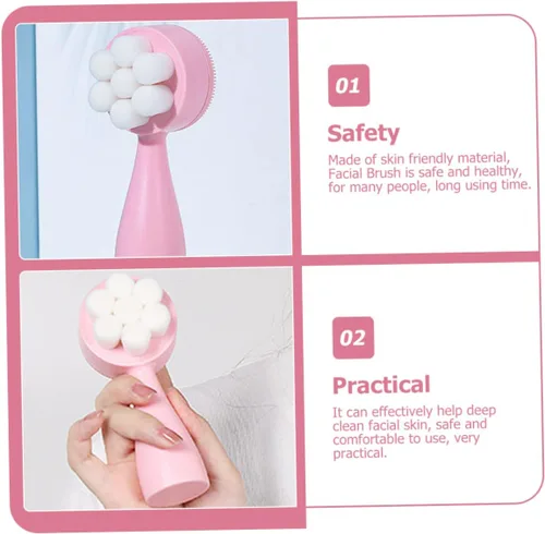 Vista 7 de FOMIYES Cepillo facial portátil, limpiador facial de silicona 3D para uso seco y húmedo, cepillo de exfoliación suave, ideal para pieles sensibles
