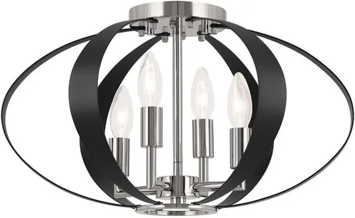Vista 5 de Kichler Cecil 52588CPZ - Lámpara ovalada empotrada de 4 luces, de mediados de siglo en bronce champán para pasillo, entrada o pequeña sala de estar