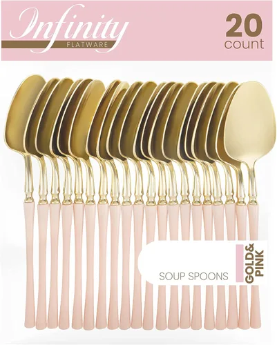 Vista 16 de PlasticPro 20 unidades de tenedores de cena de plástico dorado de calidad premium resistentes desechables elegantes cubiertos de cena para fiesta