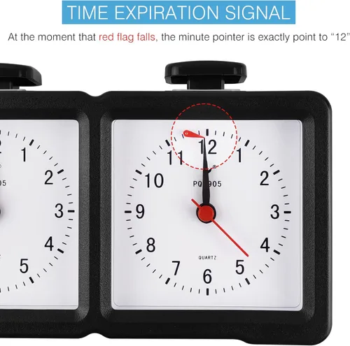 Vista 2 de LEAP Reloj analógico de ajedrez tradicional con dos grandes diales de ajedrez temporizador para ajedrez, ajedrez chino e I-GO (PQ9905)