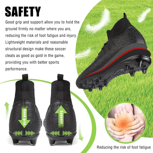 Vista 4 de CBUSTER Tacos de fútbol para hombre, zapatos de fútbol para mujer, tacos de fútbol de césped AGFG