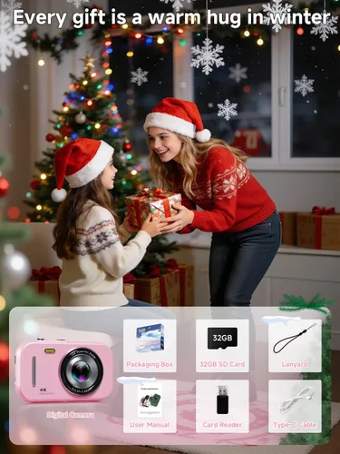 Vista 9 de Cámara digital, cámara digital compacta 4K de 48 MP con enfoque automático, cámara de apuntar y disparar con modo belleza, antivibración, tarjeta