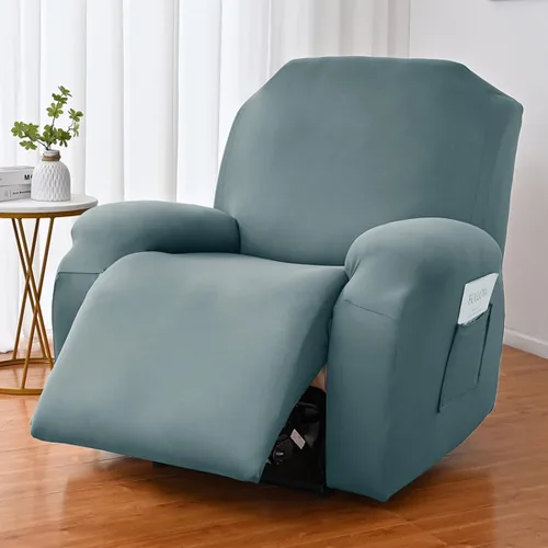 Vista 31 de vctops Fundas para sofá reclinable de 3 cuerpos, elásticas, de punto, suaves, lisas, antideslizantes, para sofá, protector de muebles con parte Café