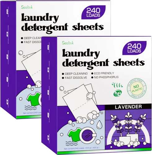 Vista 15 de Soulink Hojas de detergente para ropa con aroma a ropa recién lavada 240 cargas, tiras de detergente ecológicas para viajes y hogar - Sin envases