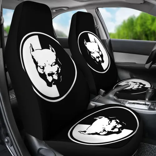 Vista 3 de Pit Bull Dog On Black - Fundas de asiento de coche con estampado de perro en negro, fundas de asiento de coche con estampado negro de perro Pit Bull