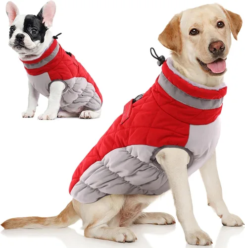 Vista 20 de AOFITEE Abrigo para perro, chaquetas cálidas para perros pequeños, abrigo de invierno para perros con arnés integrado, chaqueta de invierno