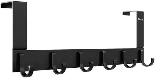 Vista 8 de Ganchos de puerta para colgar en la puerta, organizador de aluminio para toallas, soporte para baño Kithchen, 5 ganchos para colgar sobre la puerta