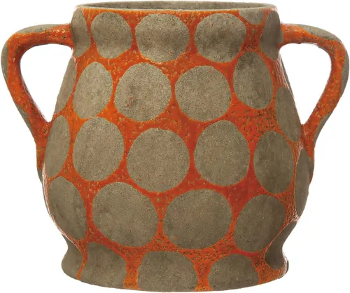 Vista 11 de Creative Co-Op Jarrón terracota con puntos de alivio de cera y asas