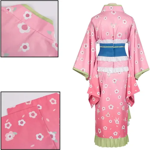 Vista 4 de UZAIN Nuevo Demon Kamado Tanjirou Cosplay Disfraz Anime Mitsuri Cosplay Kimono Traje Conjunto Completo Halloween Para Adultos